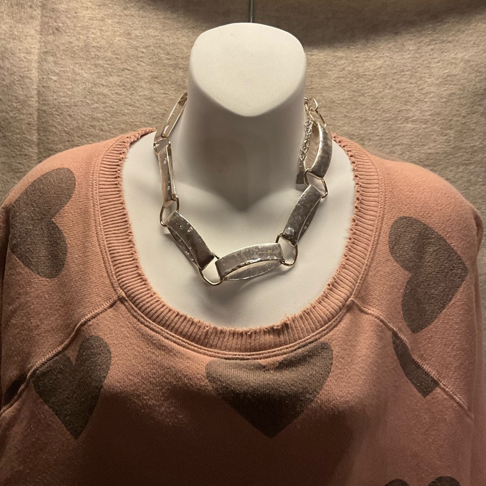 Silver link and gold with black wooden bead choker